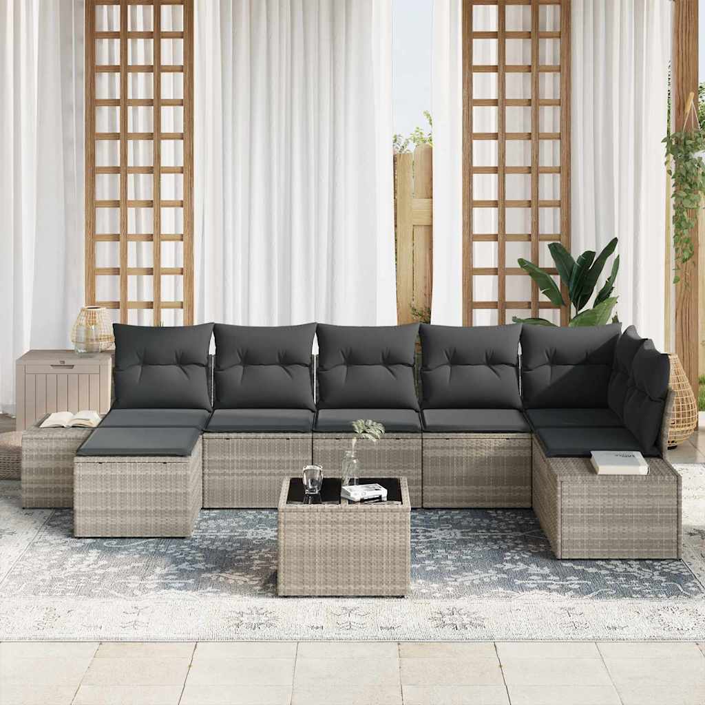 Ensemble de canapé de jardin 7 pcs Gris clair polyrotin - XIOS