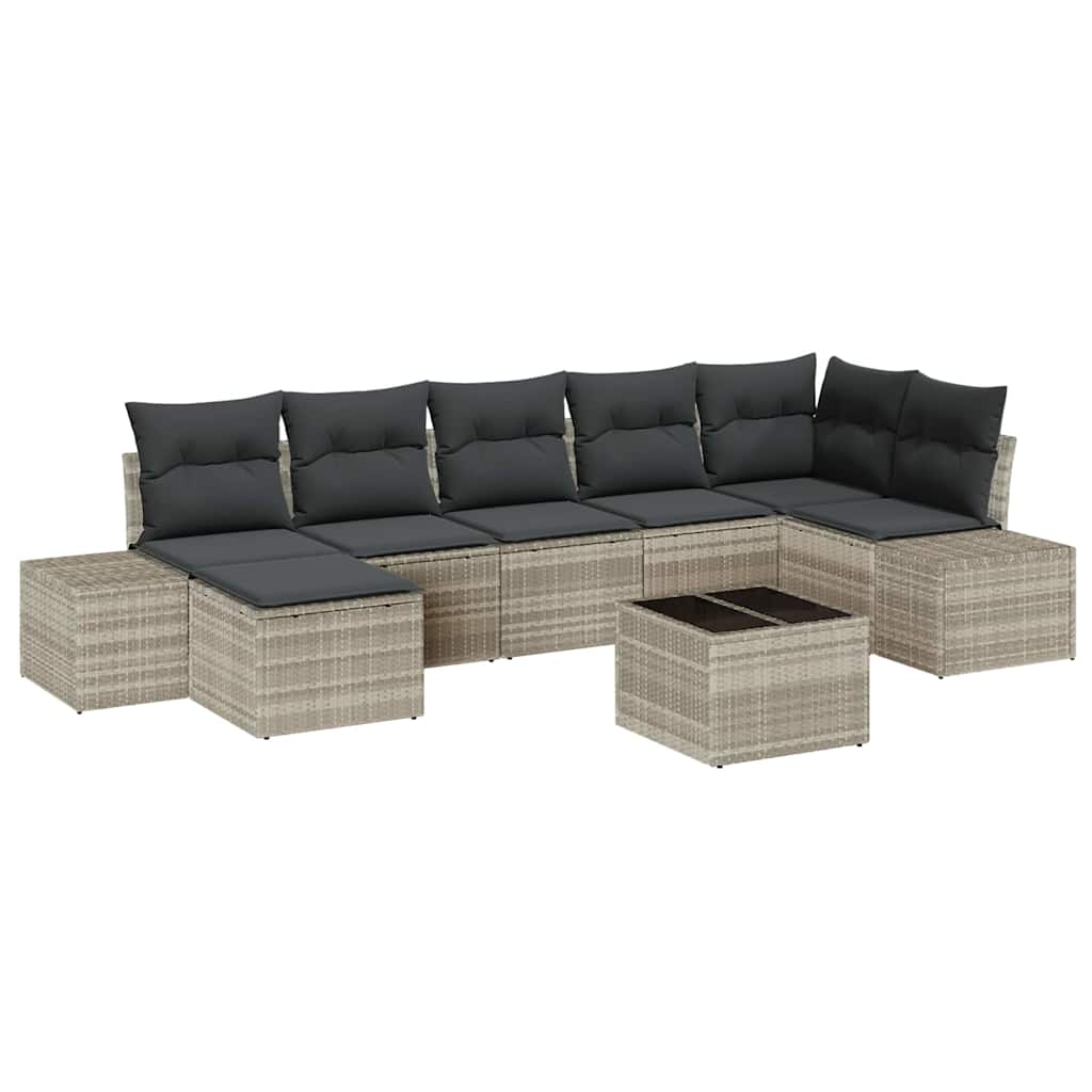 Ensemble de canapé de jardin 7 pcs Gris clair polyrotin - XIOS