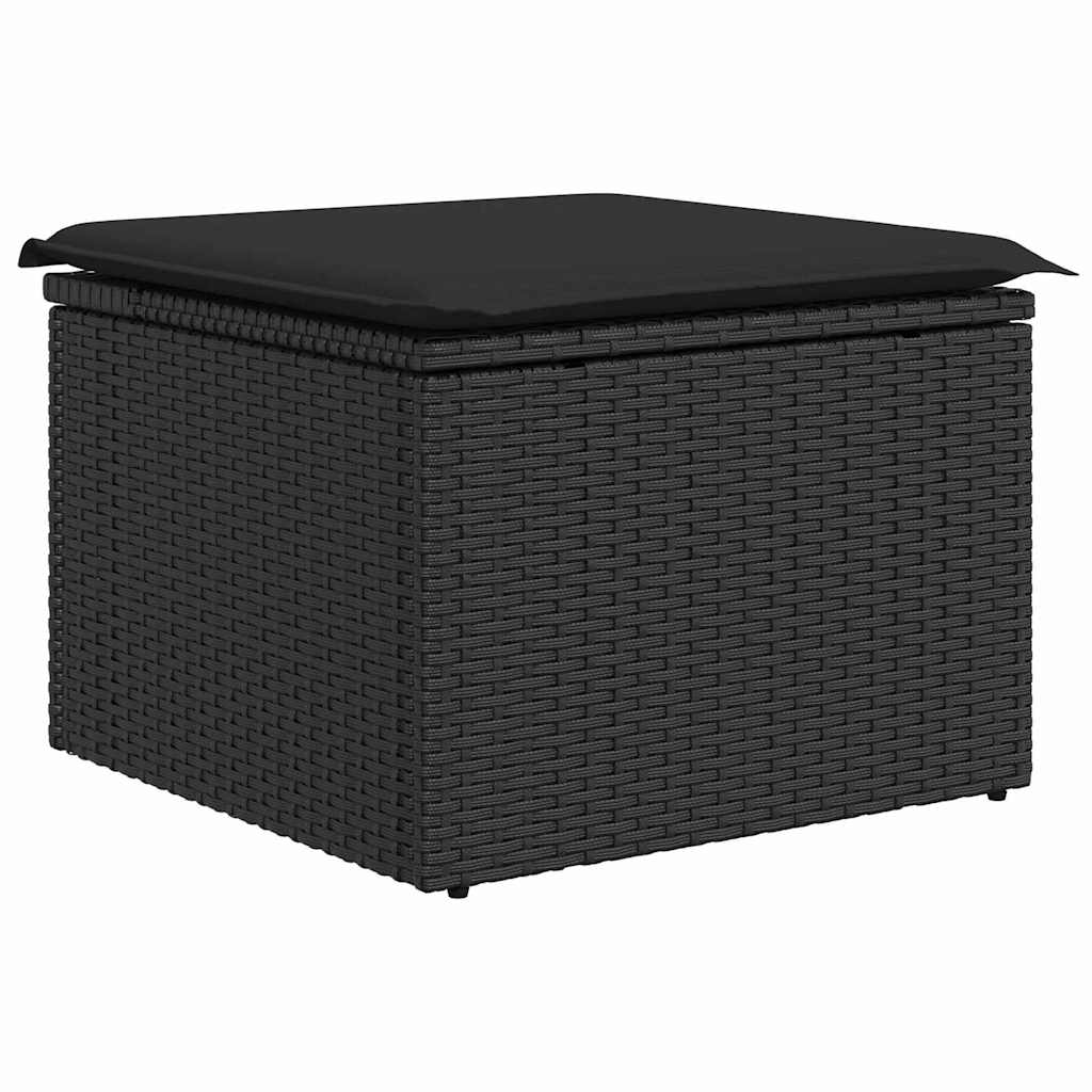 Ensemble de canapé de jardin avec coussin 7 pcs Noir polyrotin - XIOS