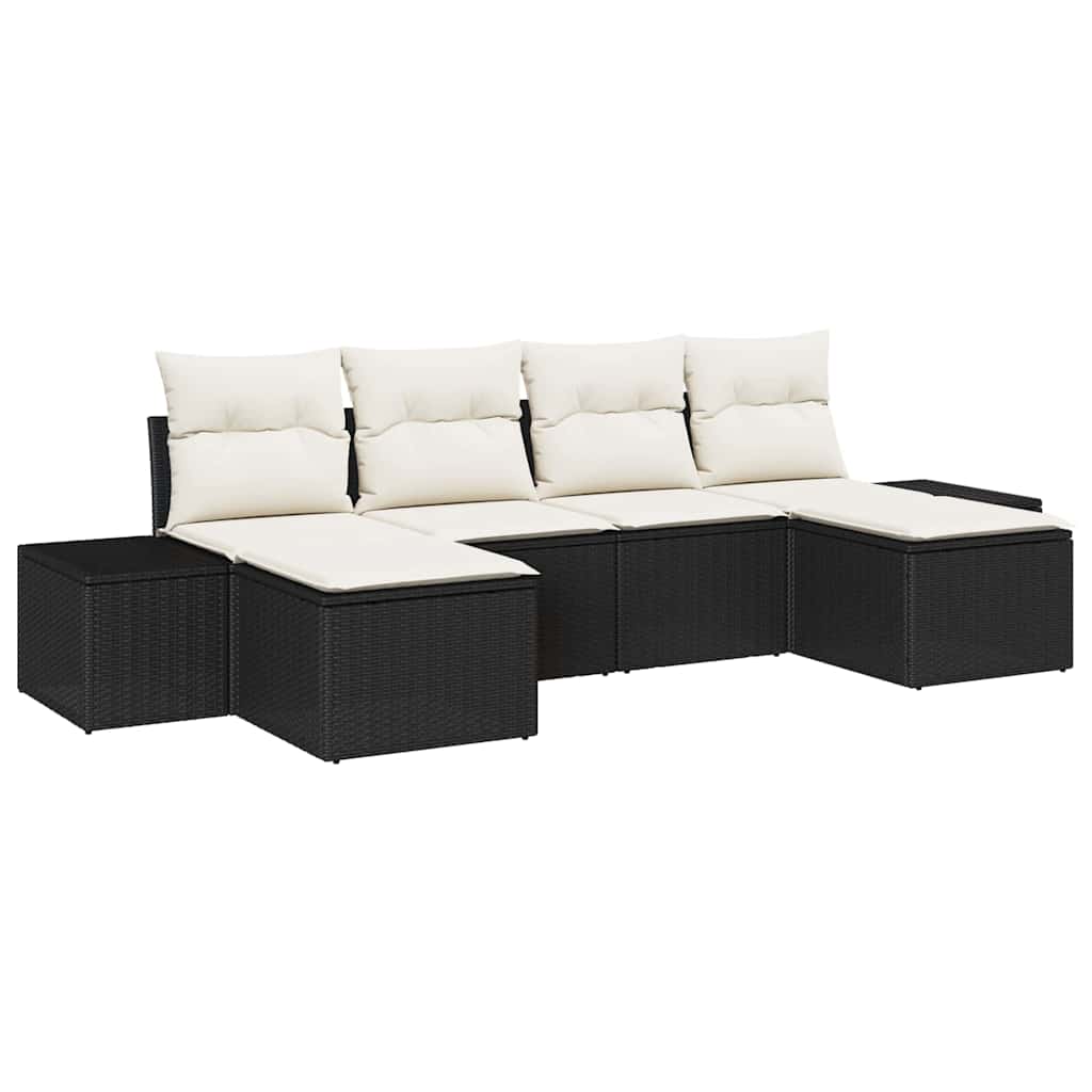 Ensemble de canapé de jardin 4 pcs Noir et Crème polyrotin - XIOS
