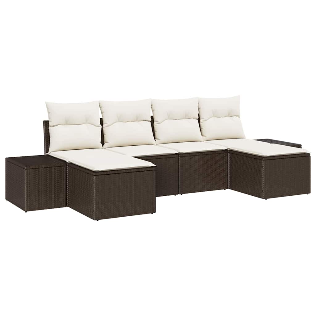 Ensemble de canapé de jardin 4 pcs Marron et Crème polyrotin - XIOS