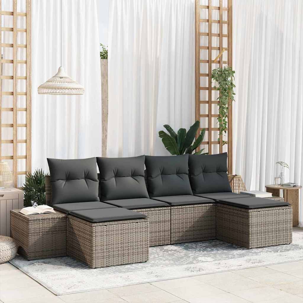 Ensemble de canapé de jardin avec coussin 4 pcs Gris polyrotin - XIOS