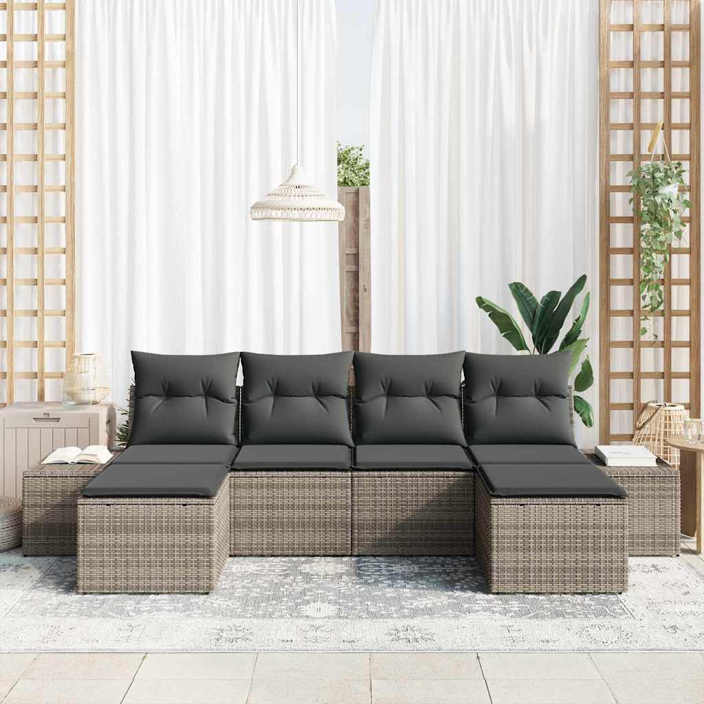 Ensemble de canapé de jardin avec coussin 4 pcs Gris polyrotin - XIOS