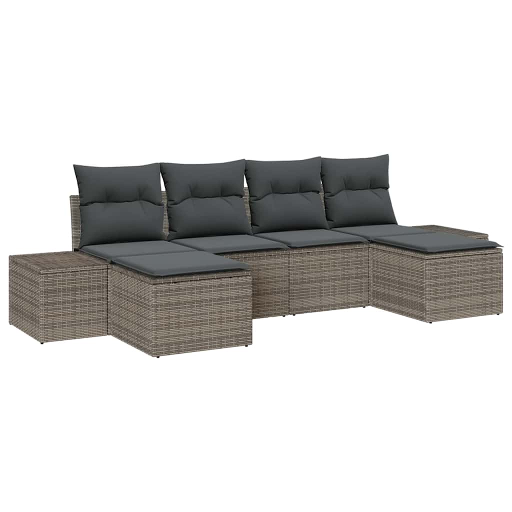 Ensemble de canapé de jardin avec coussin 4 pcs Gris polyrotin - XIOS