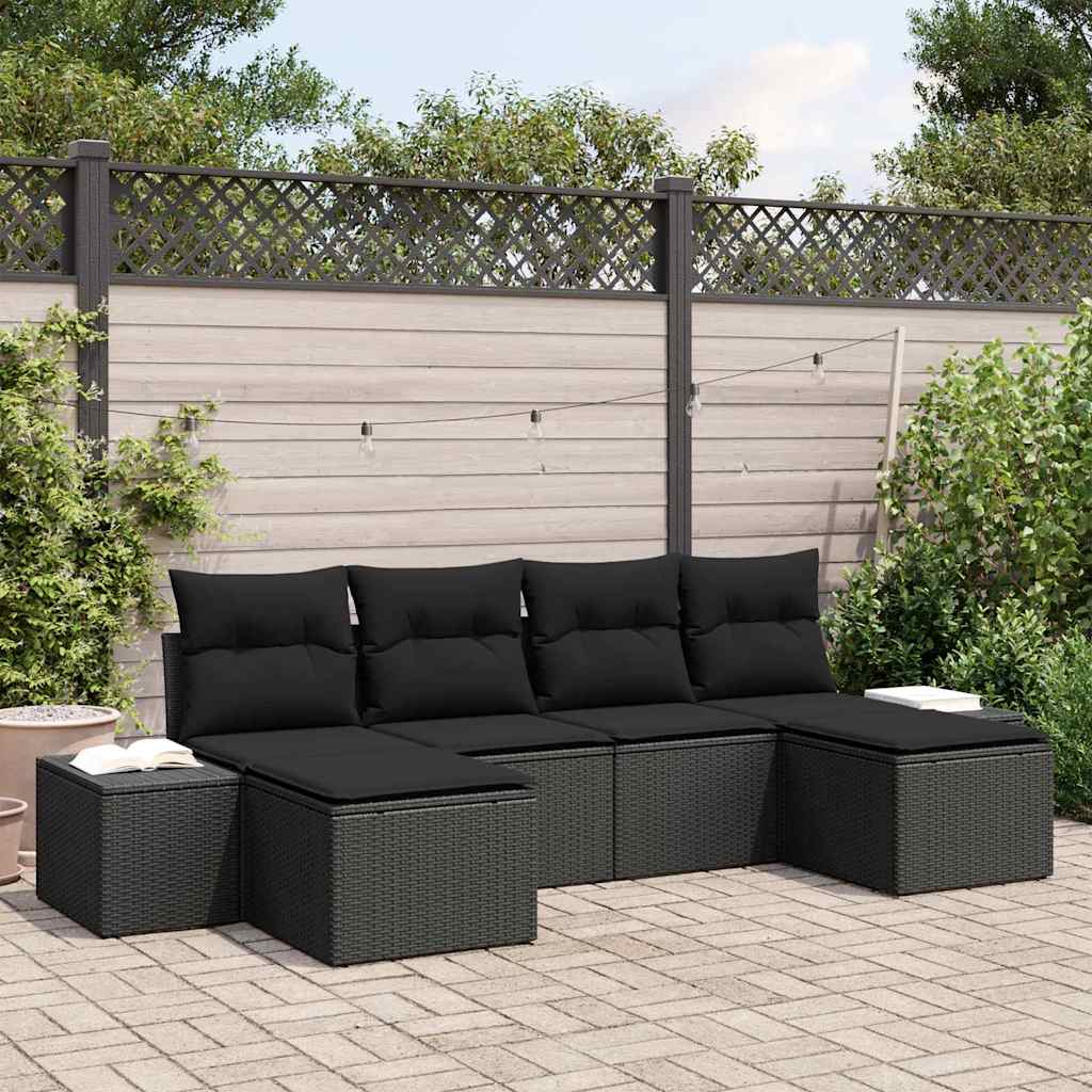 Ensemble de canapé de jardin avec coussin 4 pcs Noir polyrotin - XIOS