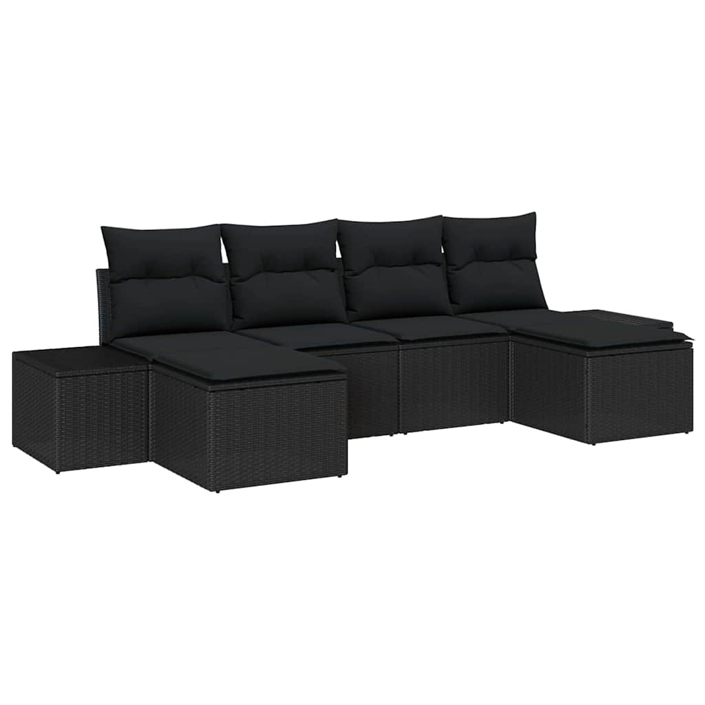 Ensemble de canapé de jardin avec coussin 4 pcs Noir polyrotin - XIOS
