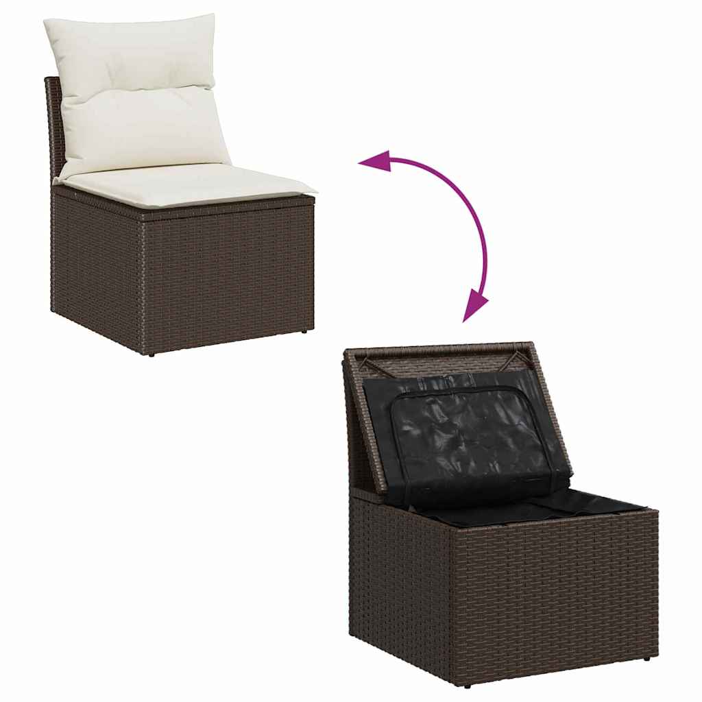 Ensemble de canapé de jardin 8 pcs Marron et Crème polyrotin - XIOS