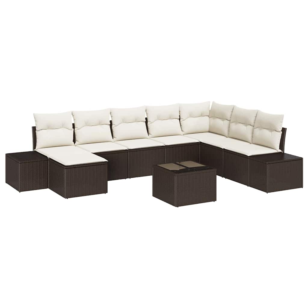 Ensemble de canapé de jardin 8 pcs Marron et Crème polyrotin - XIOS