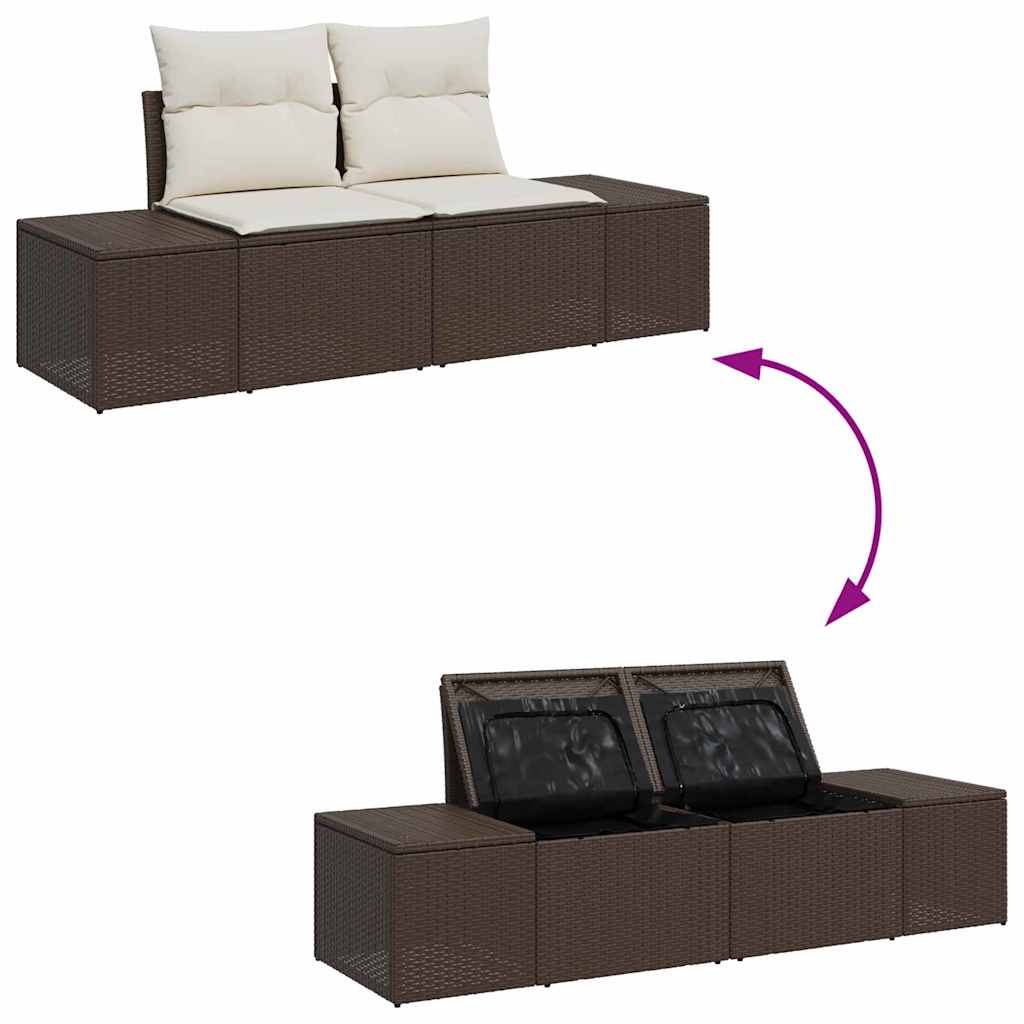 Ensemble de canapé de jardin 8 pcs Marron et Crème polyrotin - XIOS