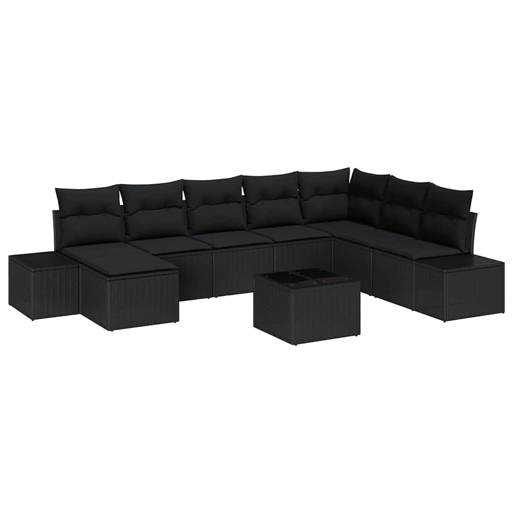 Ensemble de canapé de jardin avec coussin 8 pcs Noir polyrotin - XIOS