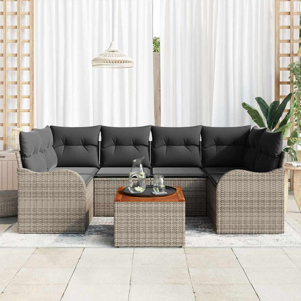 Ensemble de canapé de jardin avec stockage 7 pcs Gris polyrotin - XIOS