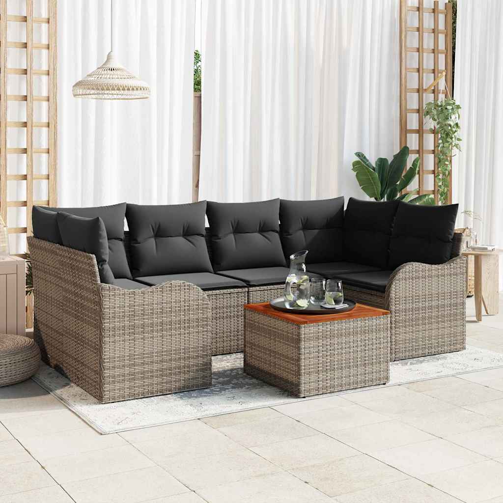 Ensemble de canapé de jardin avec stockage 7 pcs Gris polyrotin - XIOS