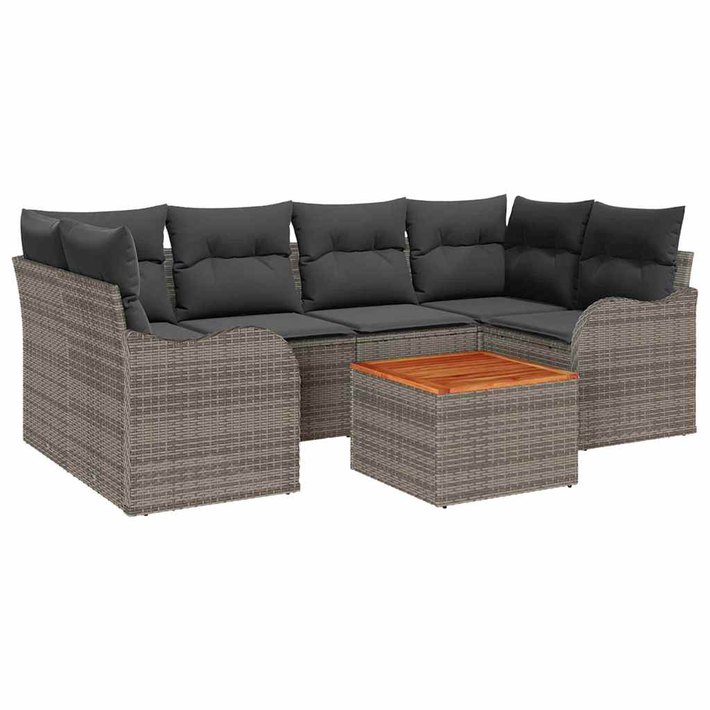 Ensemble de canapé de jardin avec stockage 7 pcs Gris polyrotin - XIOS