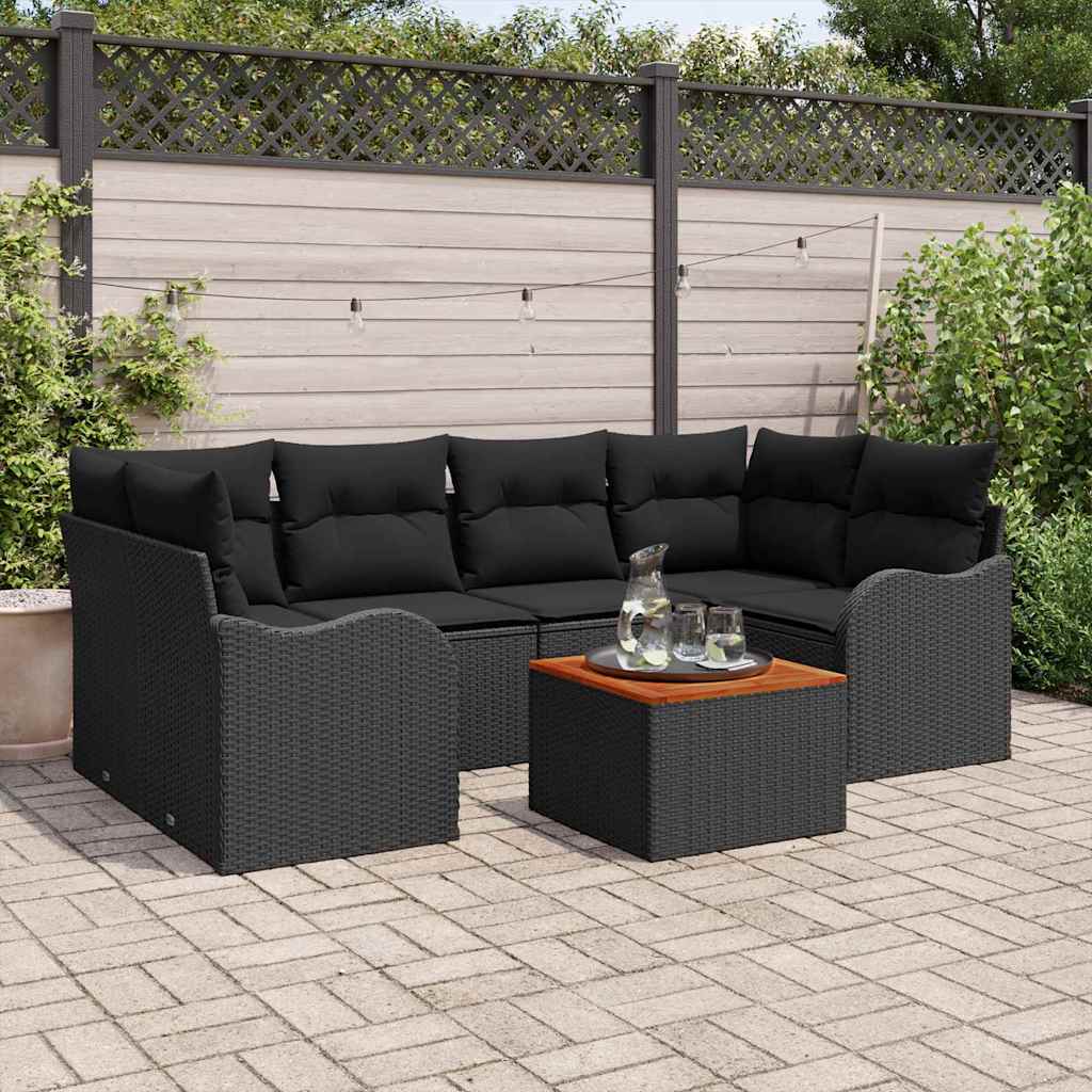 Ensemble de canapé de jardin avec stockage 7 pcs Noir polyrotin - XIOS