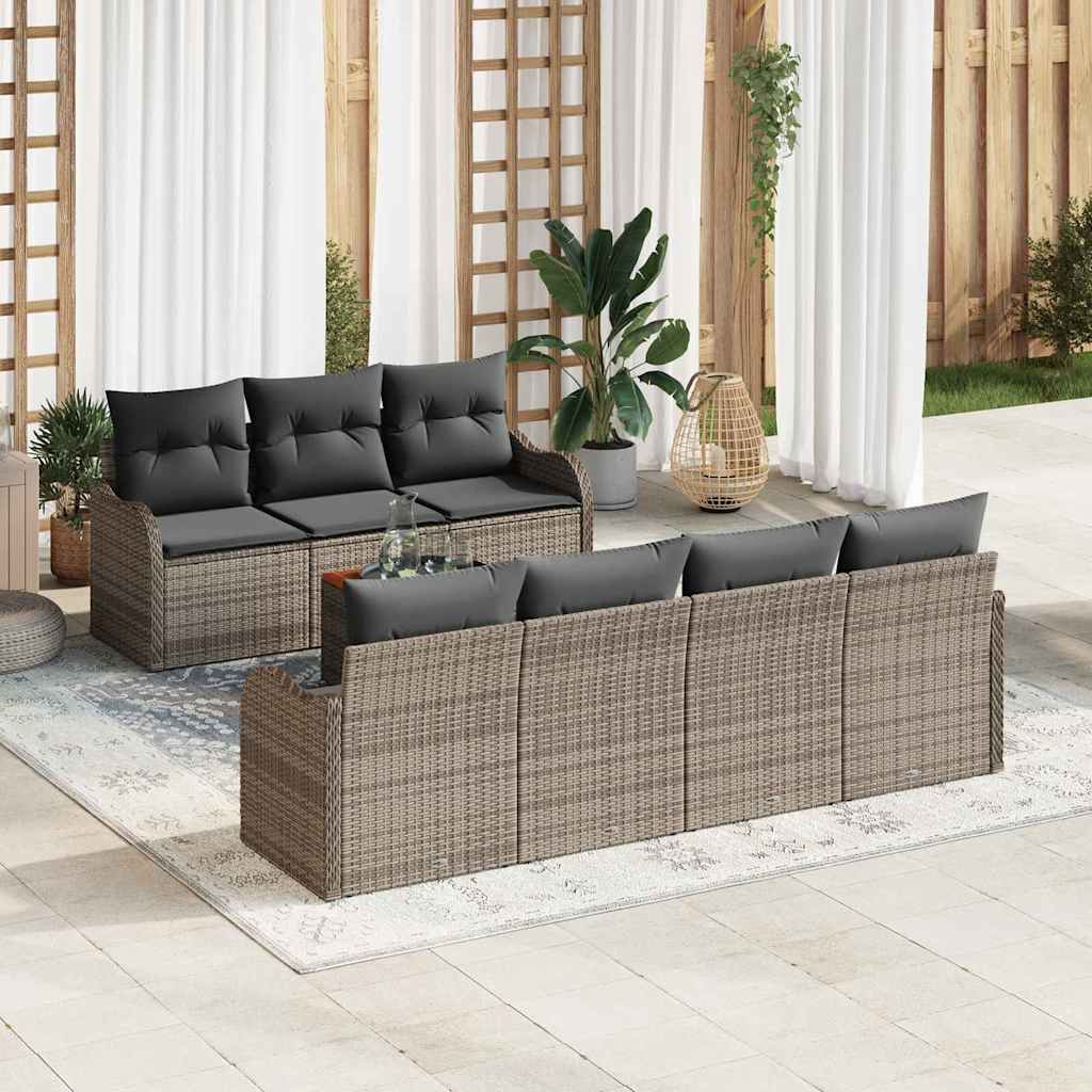 Ensemble de canapé de jardin avec stockage 8 pcs Gris polyrotin - XIOS