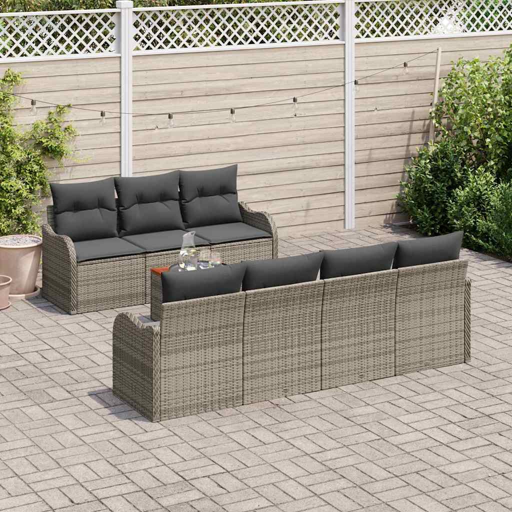 Ensemble de canapé de jardin avec stockage 8 pcs Gris polyrotin - XIOS