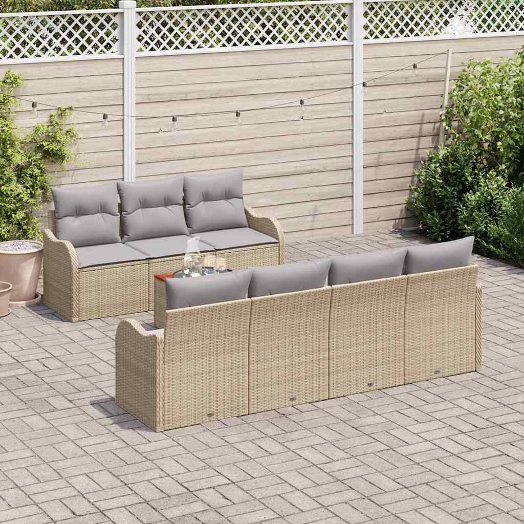 Ensemble de canapé de jardin 8 pcs Beige et Gris clair - XIOS