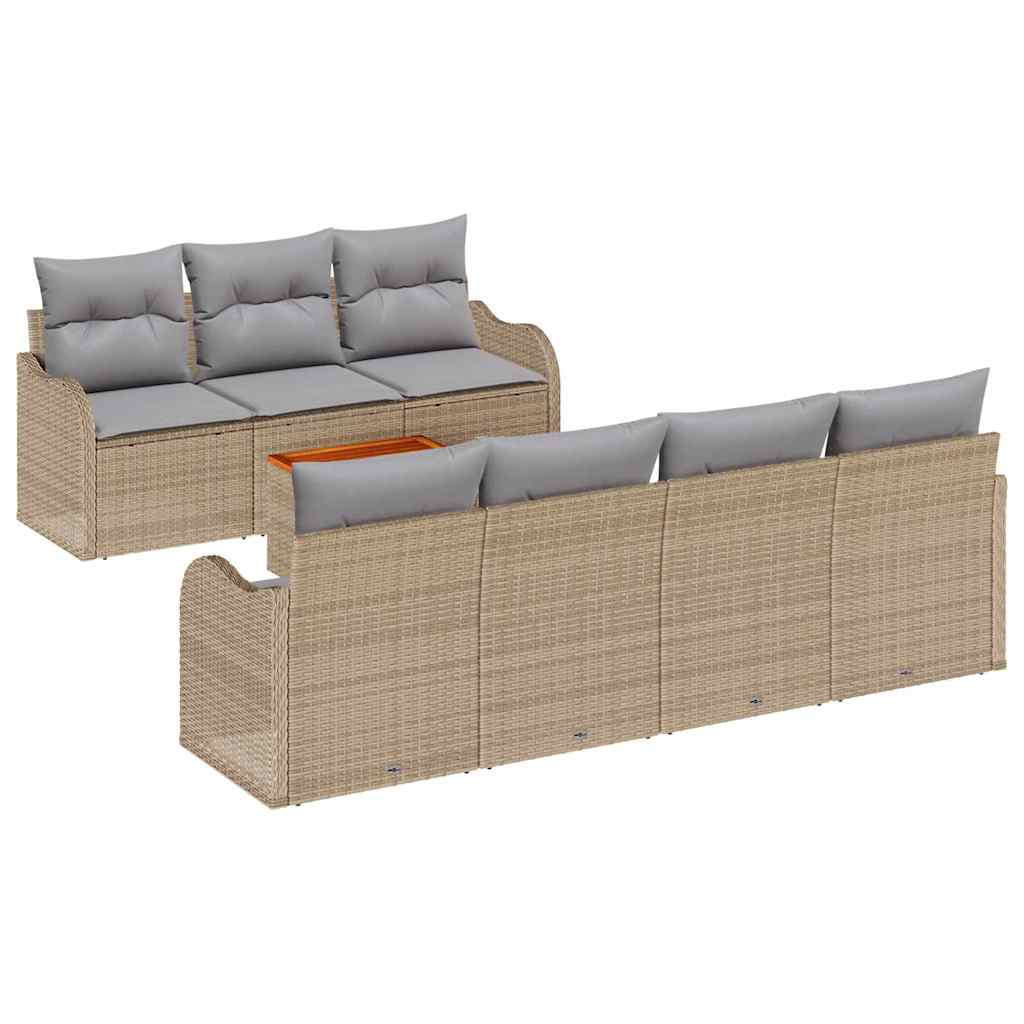 Ensemble de canapé de jardin 8 pcs Beige et Gris clair - XIOS