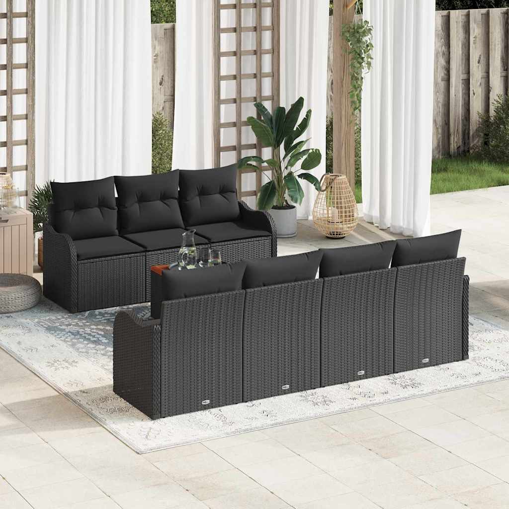Ensemble de canapé de jardin avec stockage 8 pcs Noir polyrotin - XIOS