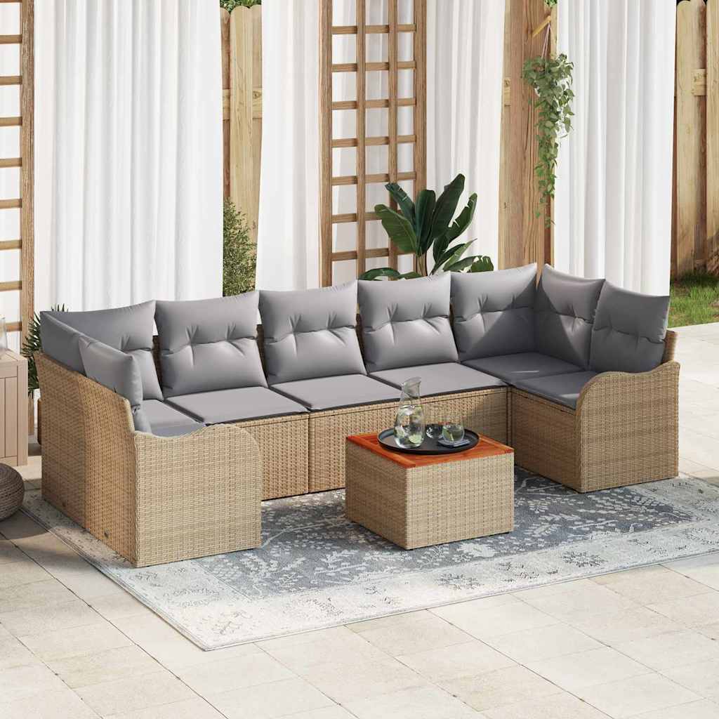 Ensemble de canapé de jardin 8 pcs Beige et Gris clair - XIOS