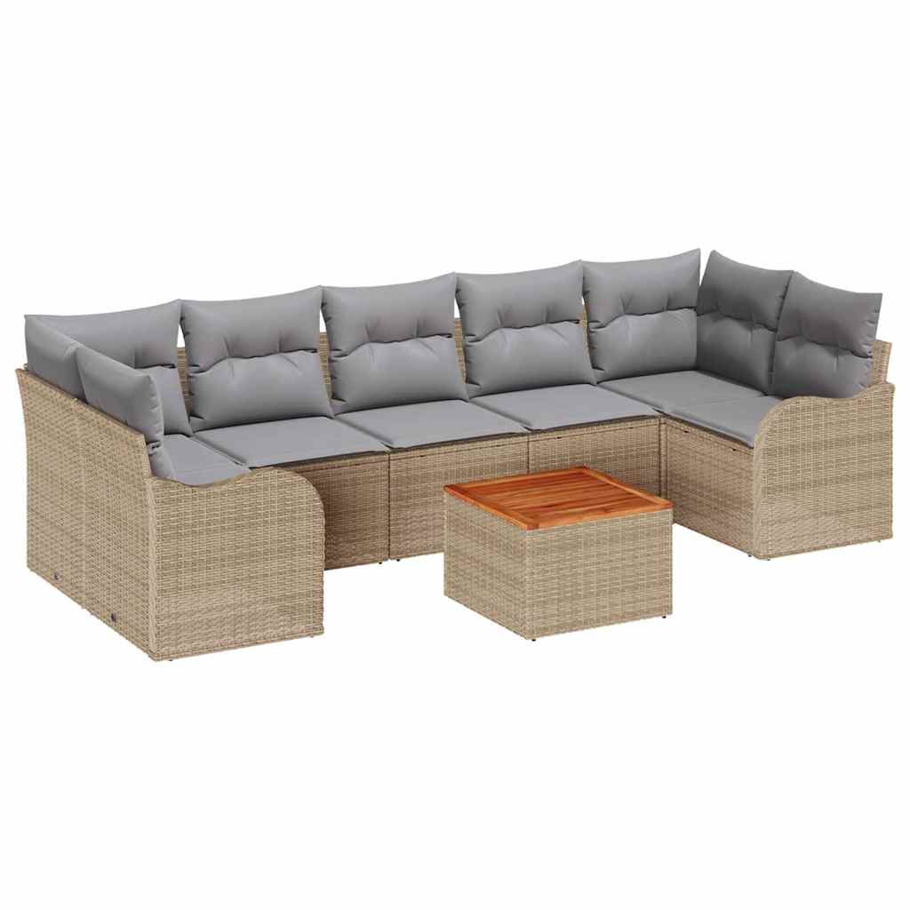 Ensemble de canapé de jardin 8 pcs Beige et Gris clair - XIOS
