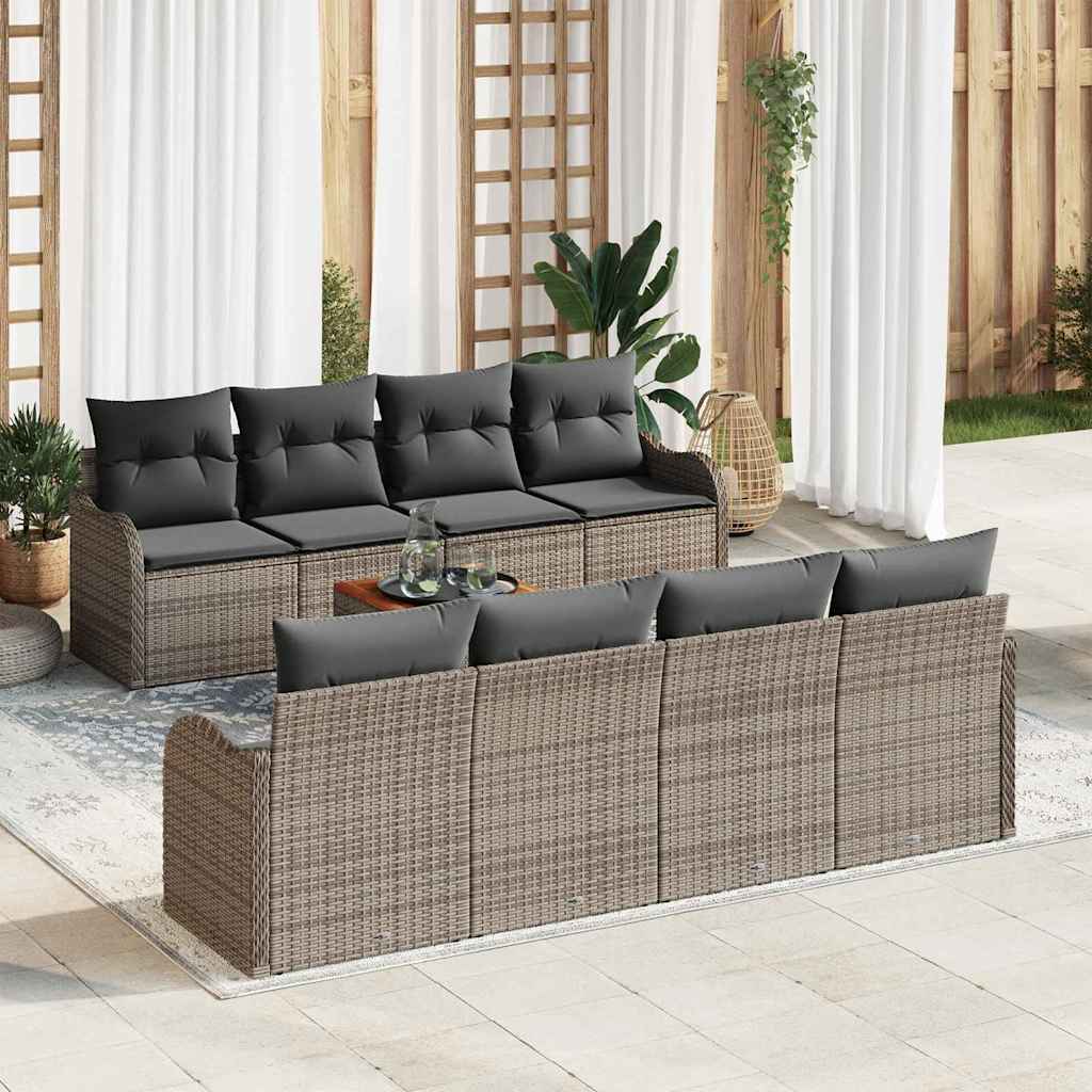 Ensemble de canapé de jardin avec stockage 9 pcs Gris polyrotin - XIOS