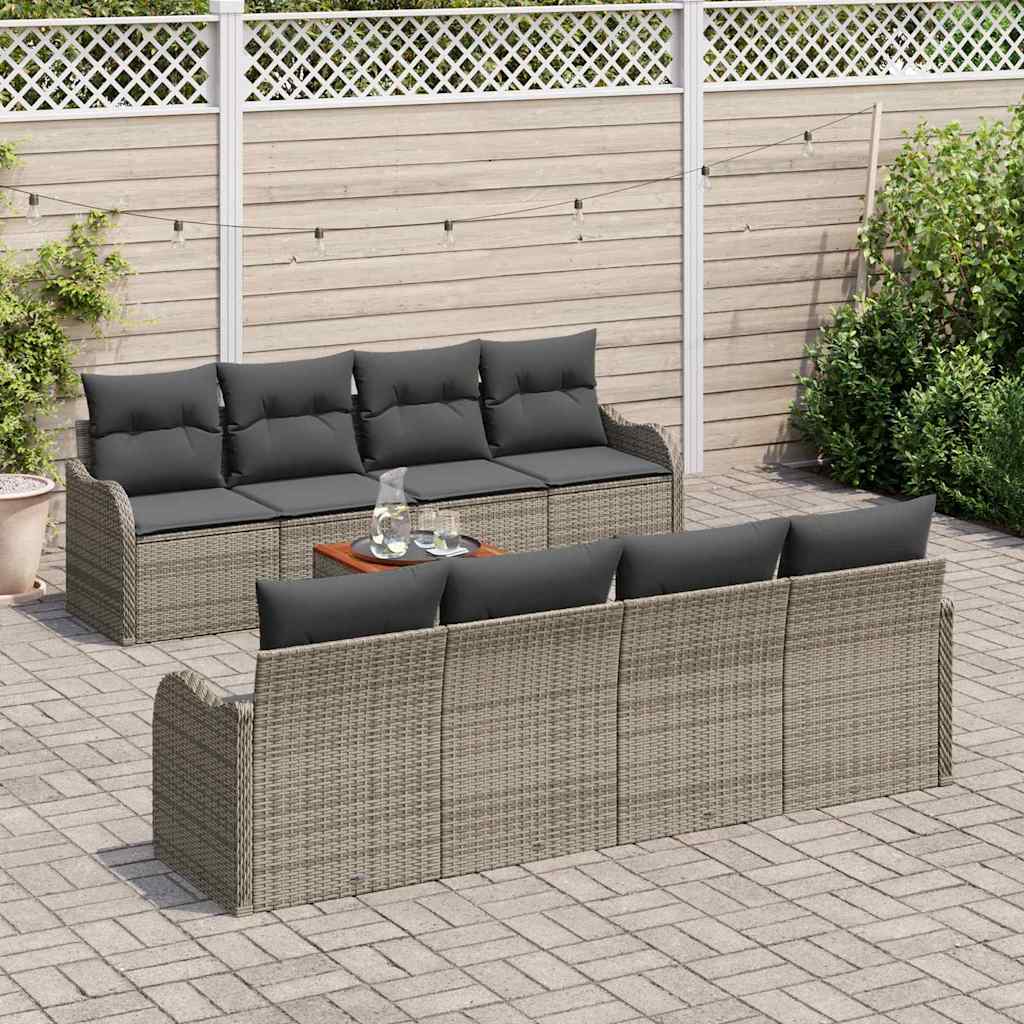 Ensemble de canapé de jardin avec stockage 9 pcs Gris polyrotin - XIOS
