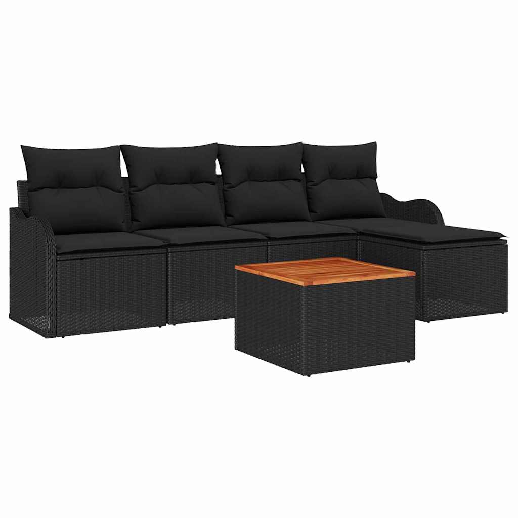 Ensemble de canapé de jardin avec stockage 6 pcs Noir polyrotin - XIOS