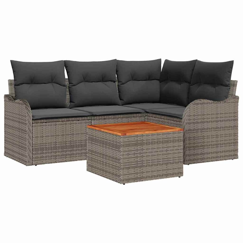 Ensemble de canapé de jardin avec stockage 5 pcs Gris polyrotin - XIOS