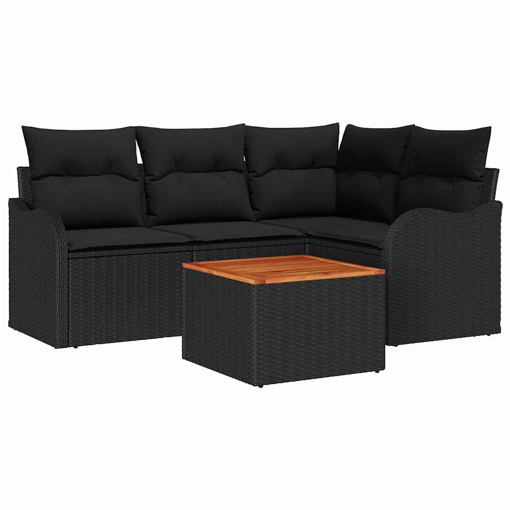 Ensemble de canapé de jardin avec stockage 5 pcs Noir polyrotin - XIOS