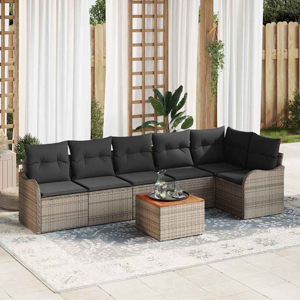 Ensemble de canapé de jardin 7 pc Gris polyrotin