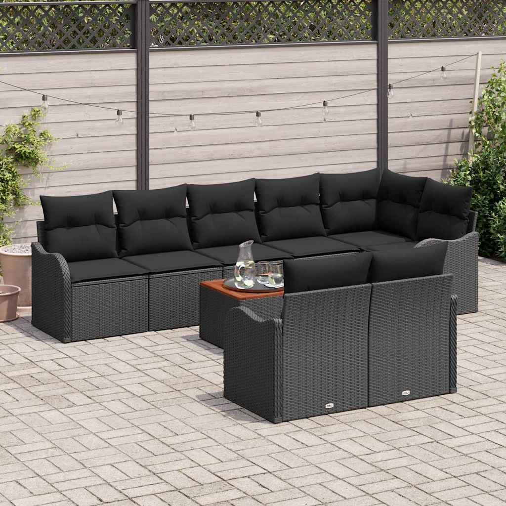 Ensemble de canapé de jardin avec stockage 9 pcs Noir polyrotin - XIOS
