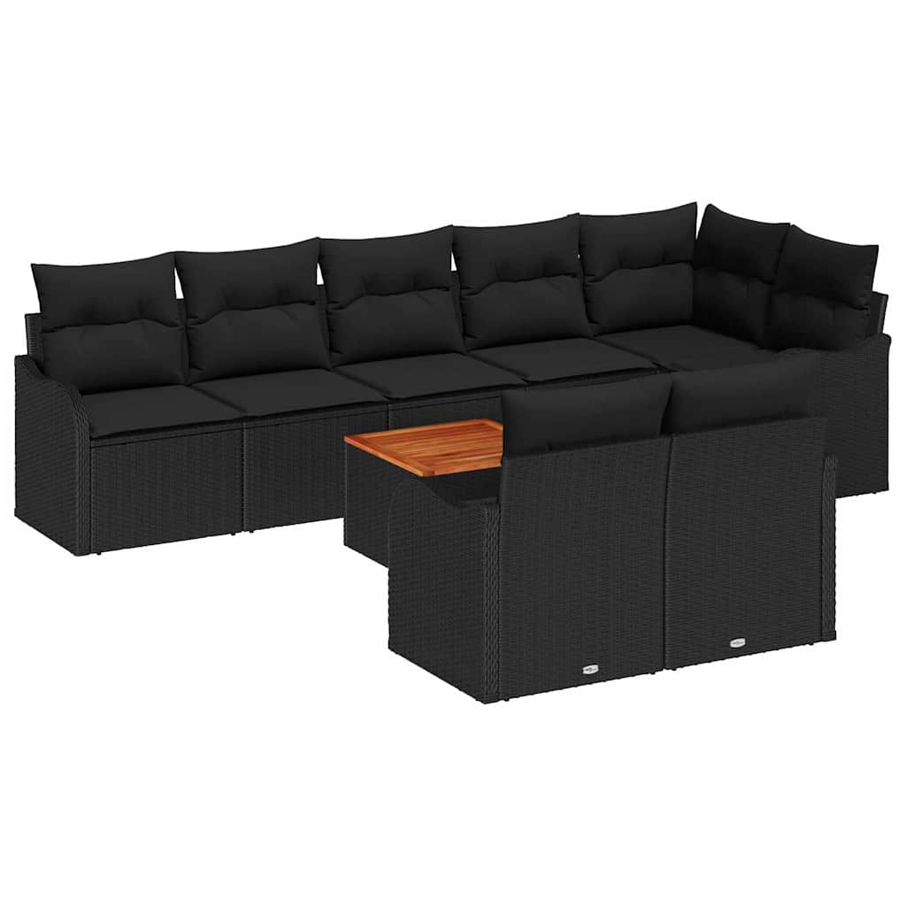 Ensemble de canapé de jardin avec stockage 9 pcs Noir polyrotin - XIOS