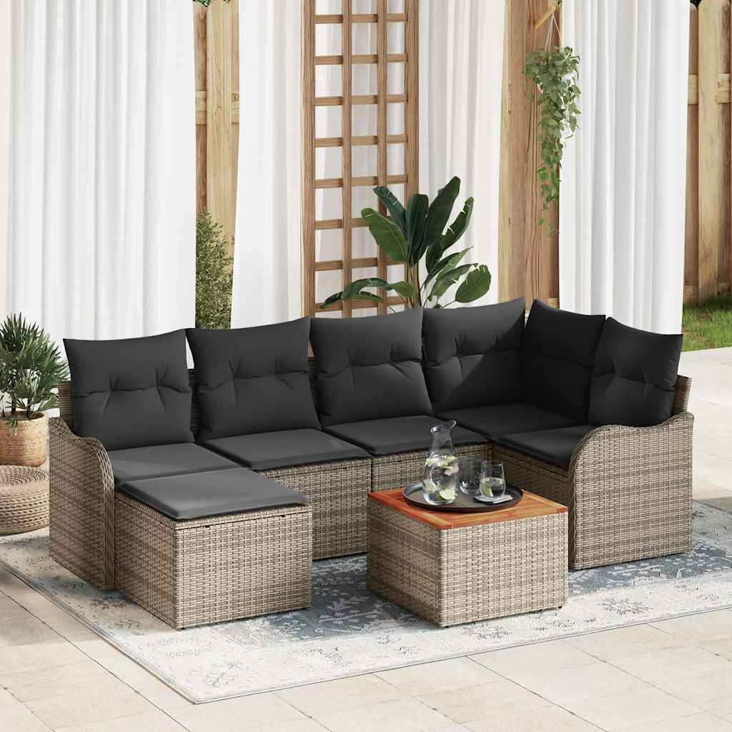 Ensemble de canapé de jardin 7 pc Gris polyrotin