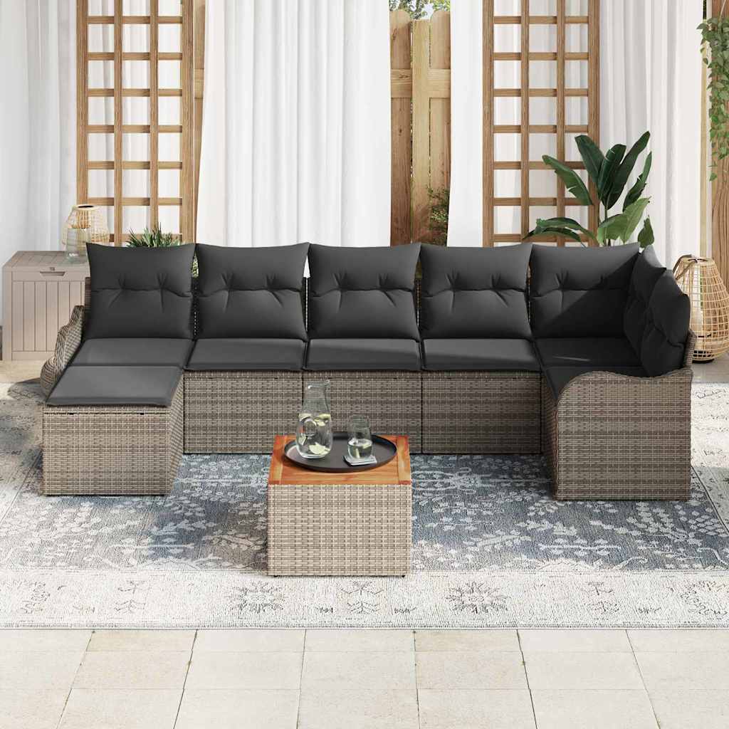 Ensemble de canapé de jardin avec stockage 8 pcs Gris polyrotin - XIOS