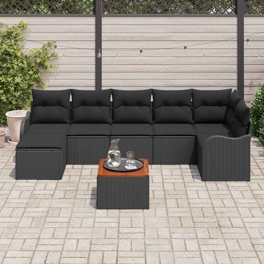 Ensemble de canapé de jardin avec stockage 8 pcs Noir polyrotin - XIOS