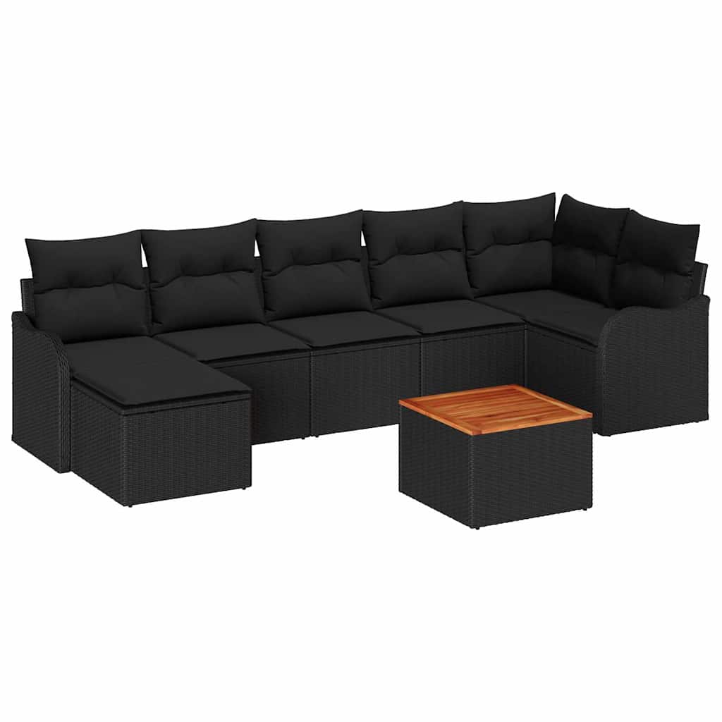 Ensemble de canapé de jardin avec stockage 8 pcs Noir polyrotin - XIOS