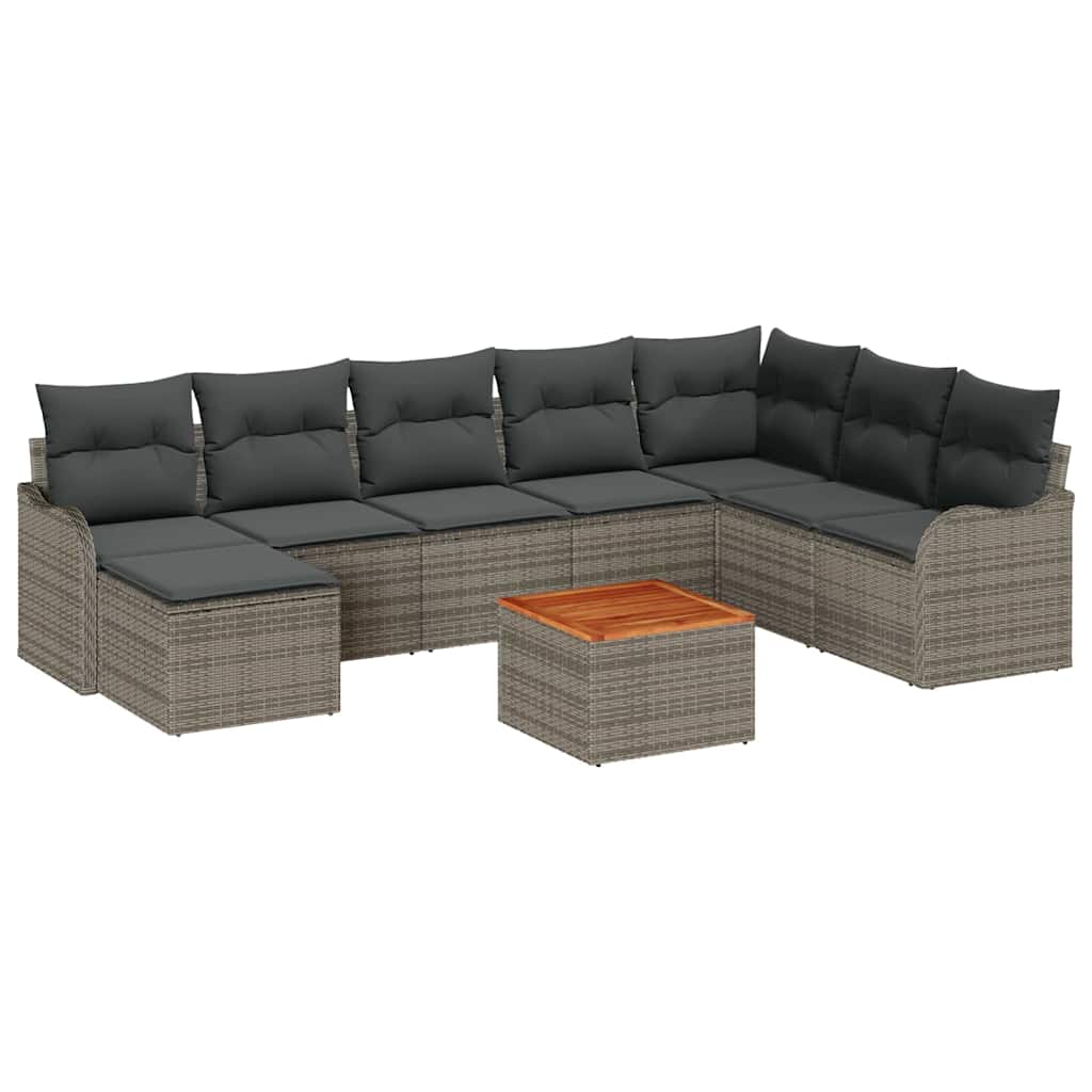 Ensemble de canapé de jardin avec stockage 9 pcs Gris polyrotin - XIOS