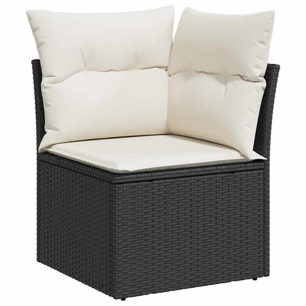 Ensemble de canapé de jardin 10 pcs Noir et Crème polyrotin - XIOS
