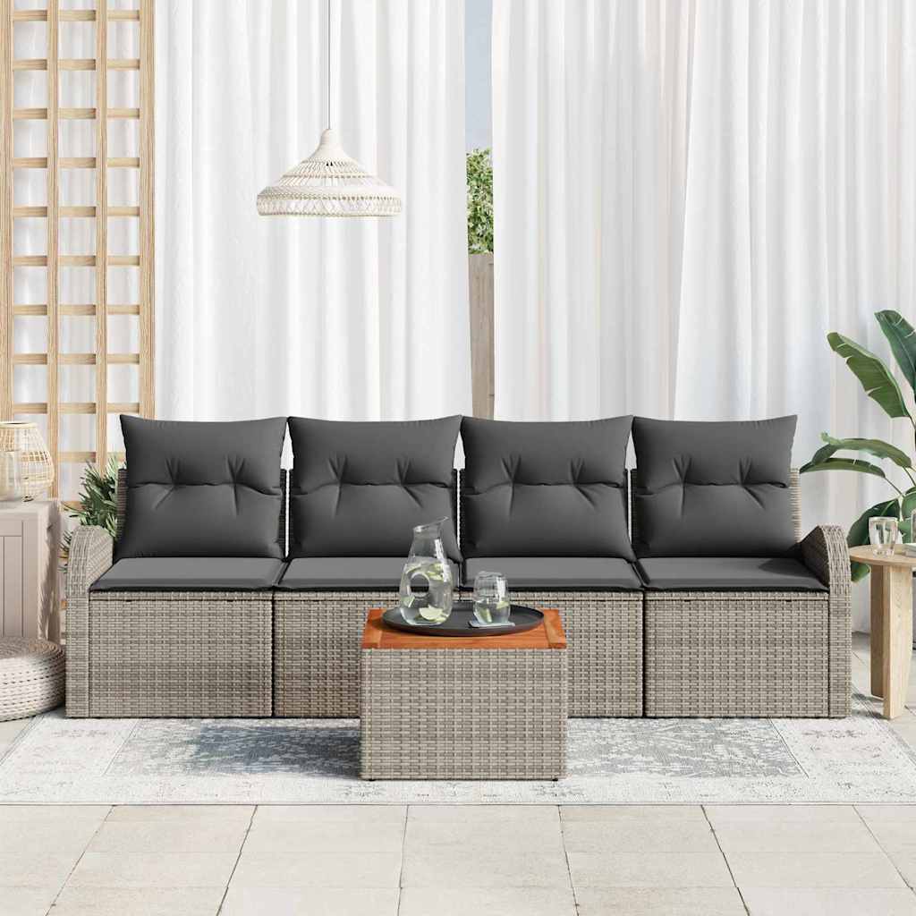 Ensemble de canapé de jardin avec stockage 5 pcs Gris polyrotin - XIOS