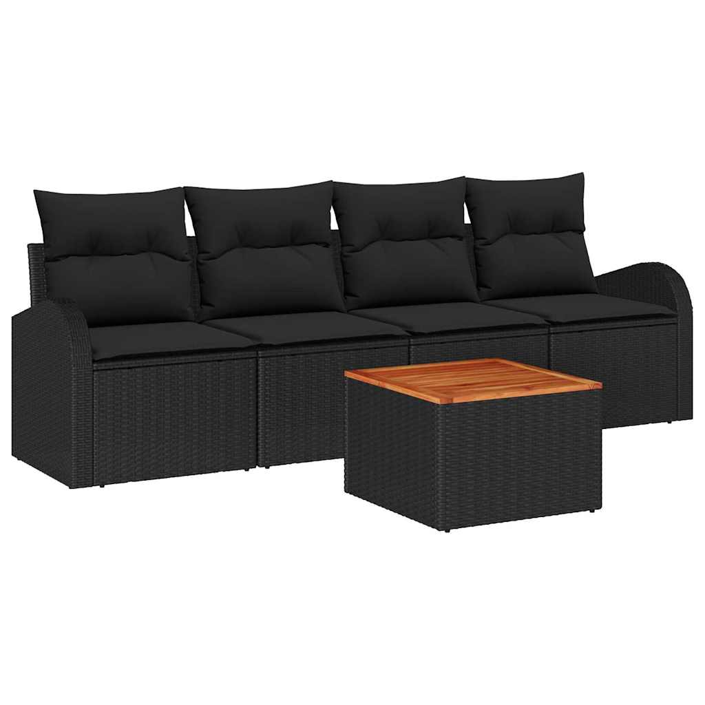 Ensemble de canapé de jardin avec stockage 5 pcs Noir polyrotin - XIOS