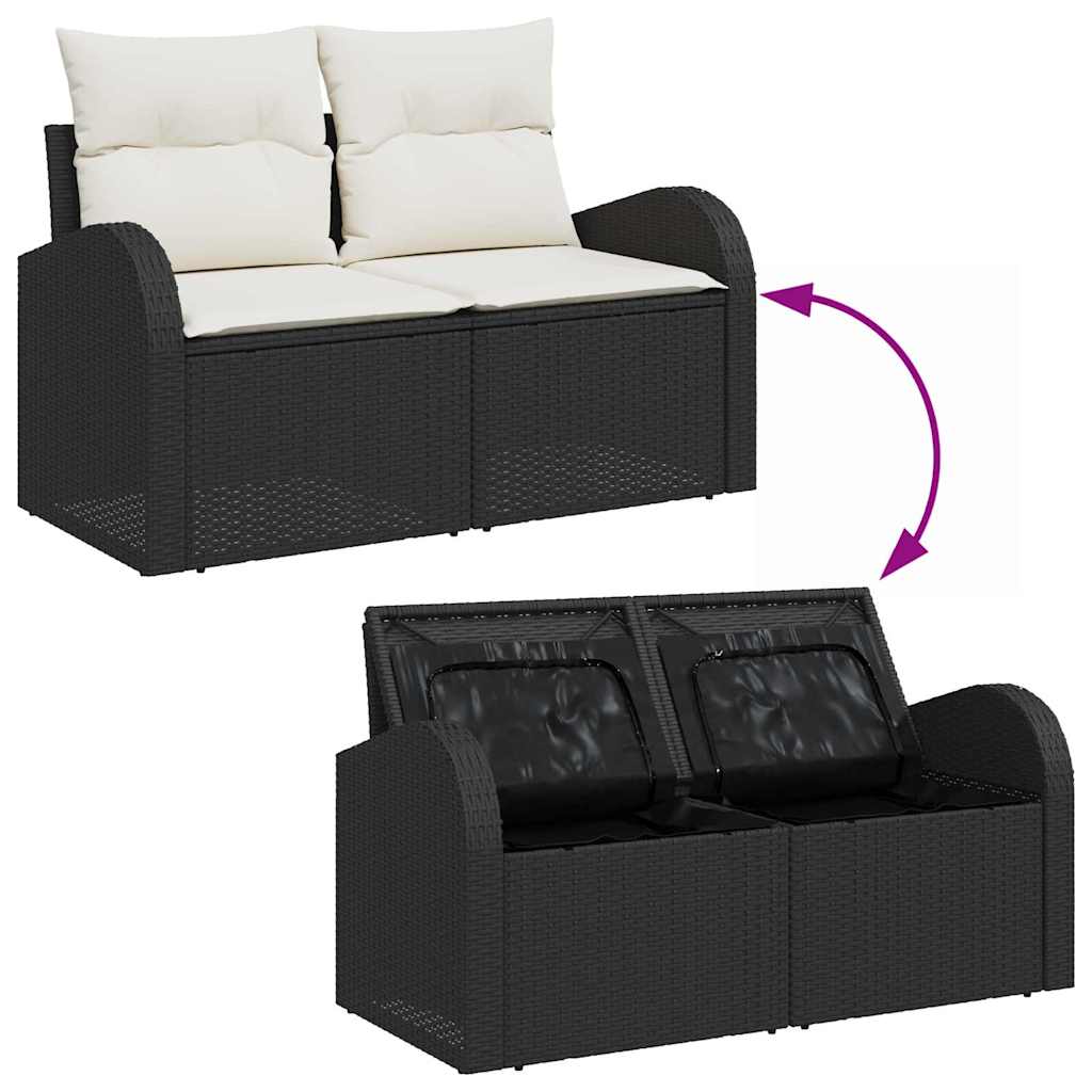 Ensemble de canapé de jardin 6 pcs Noir et Crème polyrotin - XIOS