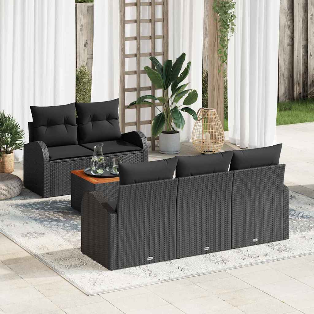 Ensemble de canapé de jardin avec stockage 6 pcs Noir polyrotin - XIOS