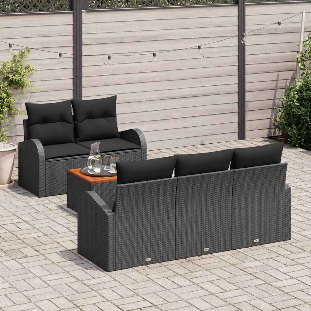 Ensemble de canapé de jardin avec stockage 6 pcs Noir polyrotin - XIOS