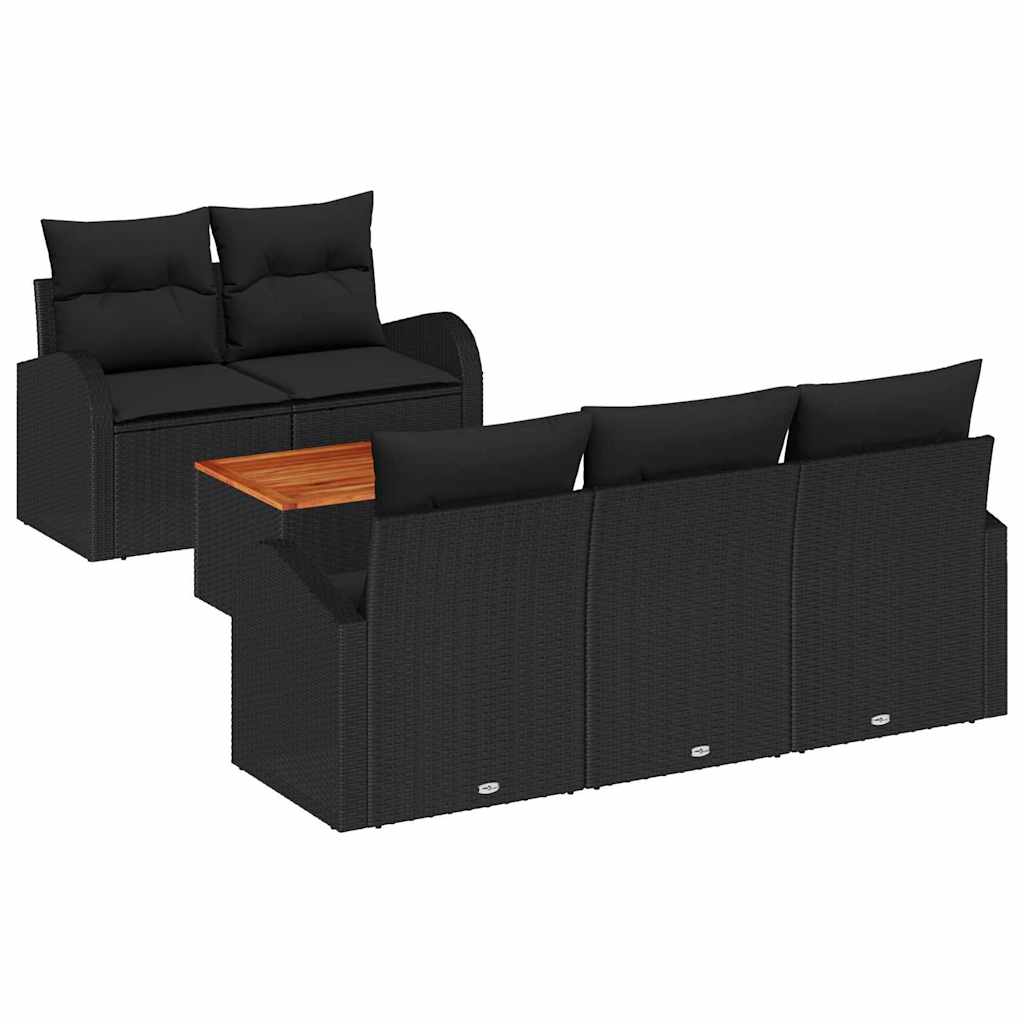 Ensemble de canapé de jardin avec stockage 6 pcs Noir polyrotin - XIOS