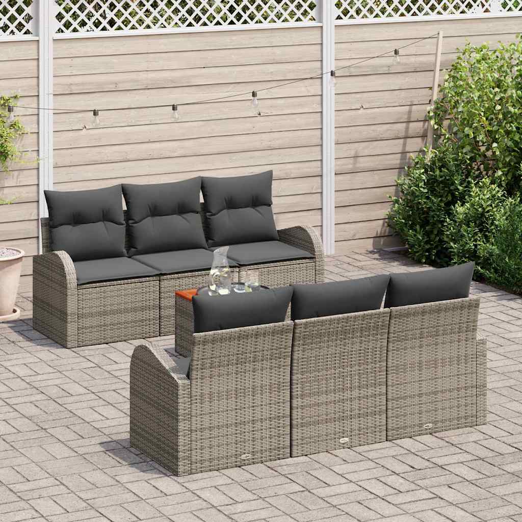 Ensemble de canapé de jardin avec stockage 7 pcs Gris polyrotin - XIOS