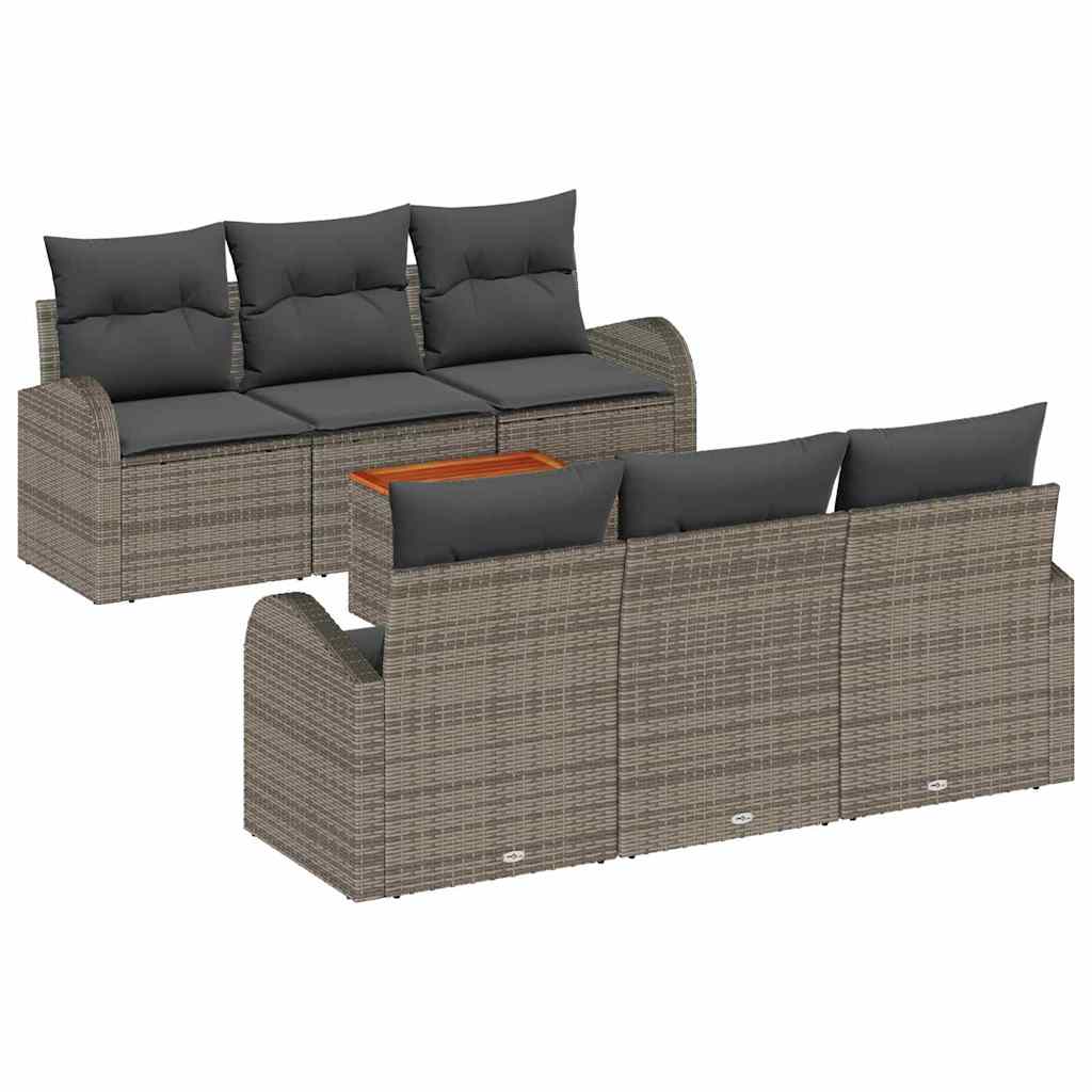 Ensemble de canapé de jardin avec stockage 7 pcs Gris polyrotin - XIOS