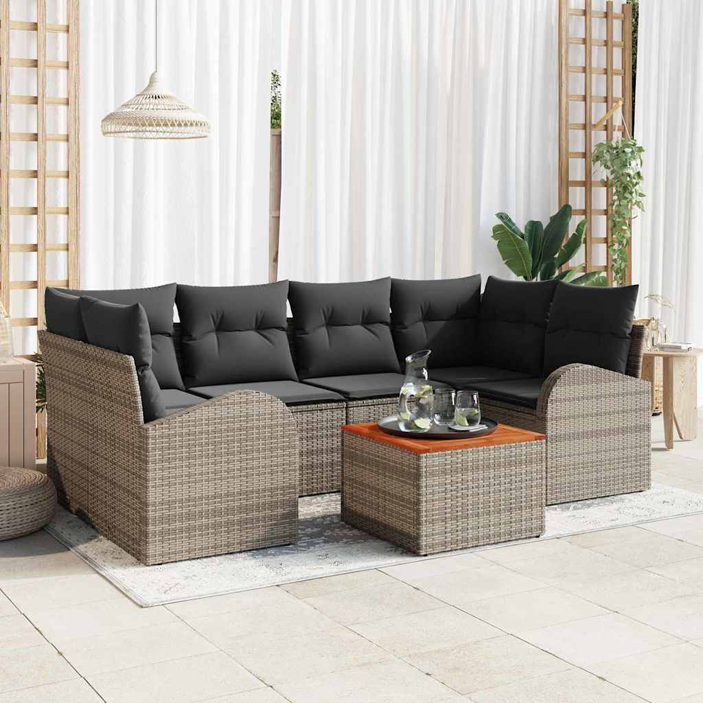 Ensemble de canapé de jardin avec stockage 7 pcs Gris polyrotin - XIOS