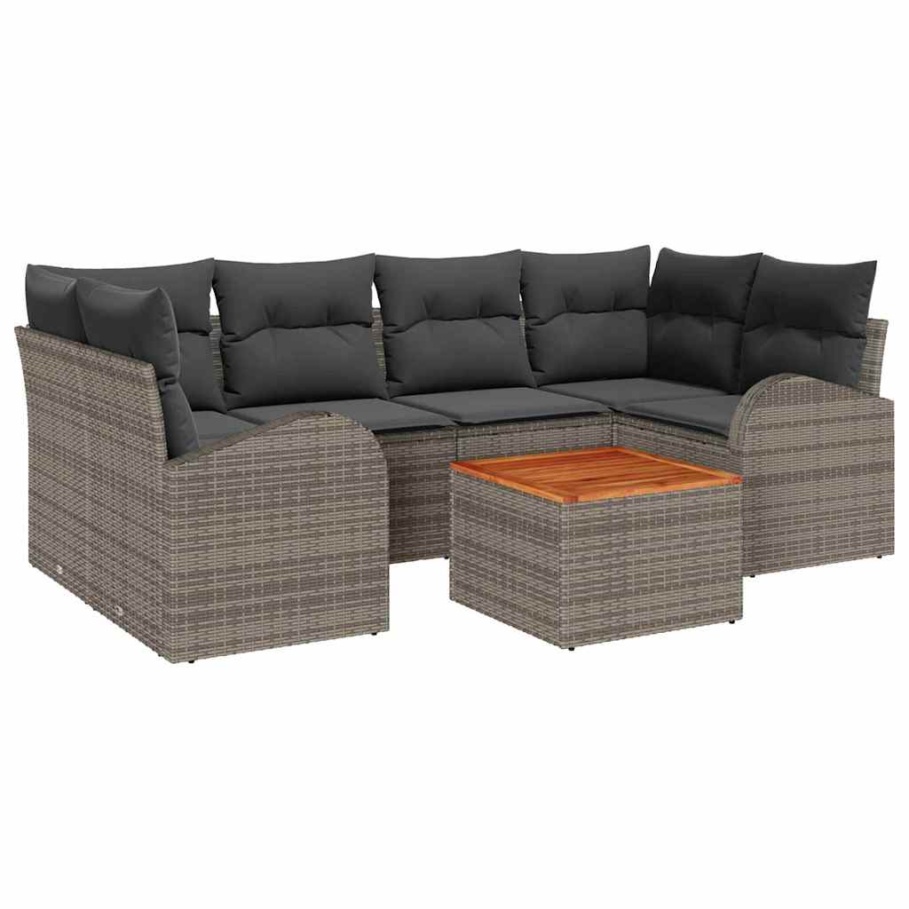 Ensemble de canapé de jardin avec stockage 7 pcs Gris polyrotin - XIOS