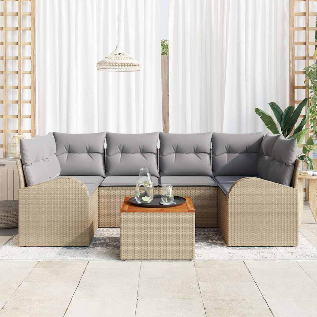 Ensemble de canapé de jardin 7 pcs Beige et Gris clair - XIOS